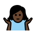 woman shrugging, dark skin tone